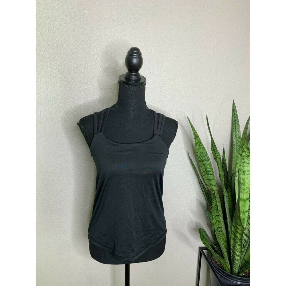 Prana Black tank top athletic workout crisscross